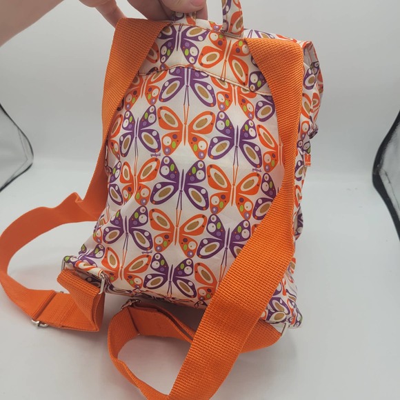 Yak Pak Orange Purple White Butterfly Print Backpack Size 9.5"x8.5" - Picture 6 of 8